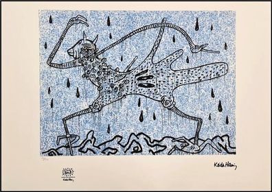 KEITH HARING * Walking in the Rain * signed lithograph * limited # 96/150