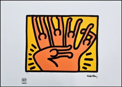 KEITH HARING * Pop Shop VI (Five Men Hand) * signed lithograph * limited # 48/150
