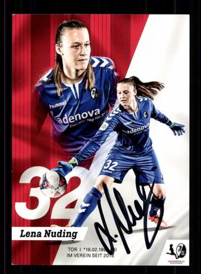 Lena Nuding Autogrammkarte SC Freiburg Frauen 2018-19 Original Signiert