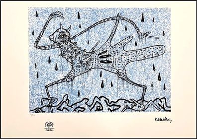 KEITH HARING * Walking in the Rain * signed lithograph * limited # xx/150