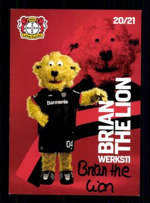 Brian the Lion Autogrammkarte Bayer Leverkusen 2020-21 Original Signiert