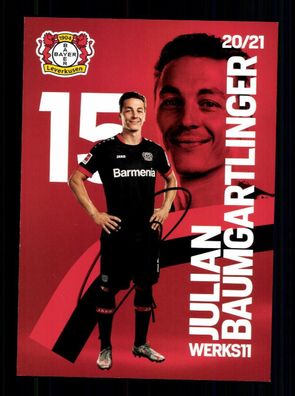 Julian Baumgartlinger Autogrammkarte Bayer Leverkusen 2020-21 Original Signiert