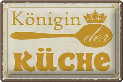 Blechschild Spruch 30x20 cm Königin der Küche Krone Deko Schild tin sign