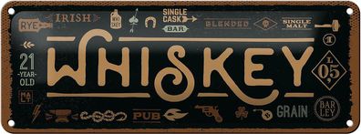 Blechschild Spruch Whiskey Alkohol blended irish pub 27x10 cm Schild tin sign