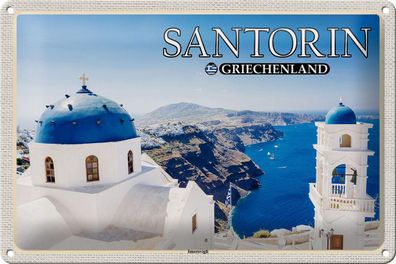 Blechschild Reise 30x20 cm Santorin Griechenland Imerovigli Inseln tin sign