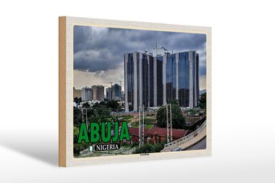 Holzschild Reise 30x20 cm Abuja Nigeria Zentralbank Deko Schild wooden sign