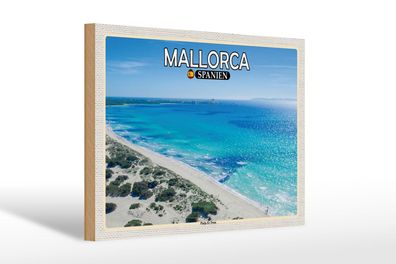 Holzschild Reise 30x20 cm Mallorca Spanien Platja Es Trenc Meer wooden sign