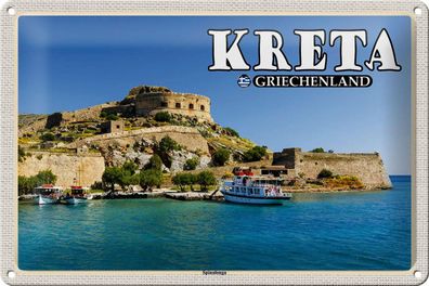 Blechschild Reise 30x20cm Kreta Griechenland Spinalonga Insel Schild tin sign