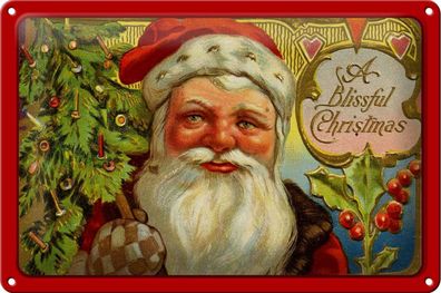 Blechschild Weihnachten Santa Claus Tannenbaum 30x20 cm Deko Schild tin sign