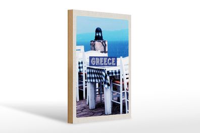 Holzschild Reise 20x30 cm Greece Griechenland Restaurant Meer Schild wooden sign