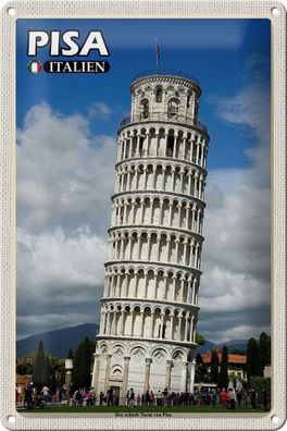Blechschild Reise Pisa Schiefer Turm Italien 20x30 cm Geschenk Schild tin sign