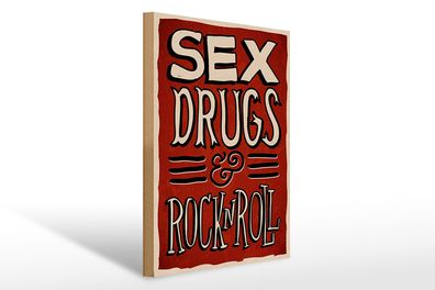 Holzschild Spruch 30x40cm Sex drugs Rock n Roll Geschenk Deko Schild wooden sign