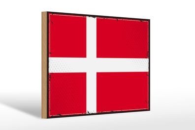 Holzschild Flagge Dänemarks 30x20 cm Retro Flag of Denmark Deko Schild wooden sign