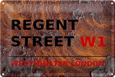 Blechschild London 30x20 cm Westminster Regent Street W1 Deko Schild tin sign