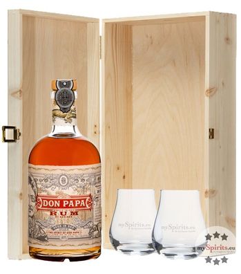 Geschenk-Set Don Papa Rum in Holzkiste (, 0,7 Liter) (40 % Vol., hide)