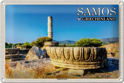 Blechschild Reise 30x20 cm Samos Griechenland Tempel der Hera Schild tin sign
