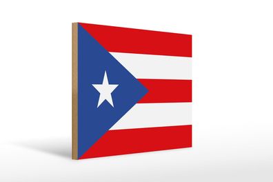 Holzschild Flagge Puerto Ricos 40x30 cm Flag of Puerto Rico Schild wooden sign