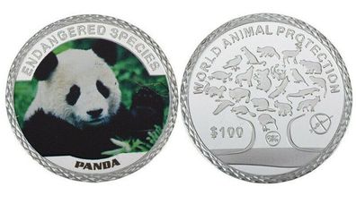 Medaille Chinesischer Panda Silber Plated mit Farbe (Med302)