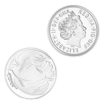 Friedenstaube mit Queen Elisabeth Medaille Silber Plated (Med304)