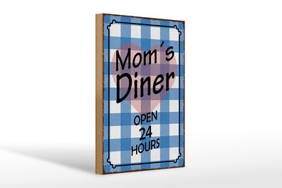 Holzschild Spruch 20x30 cm Mom´s Diner open 24 hours Herz Deko Schild wooden sign
