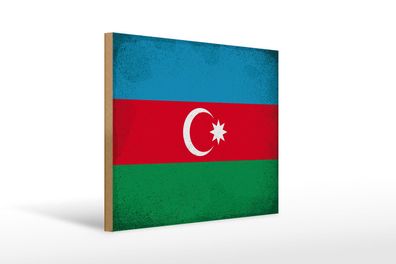 Holzschild Flagge Aserbaidschan 40x30cm Azerbaijan Vintage Schild wooden sign