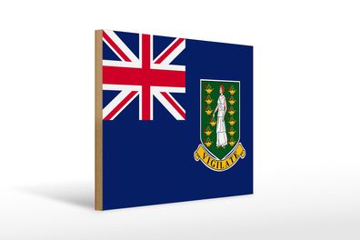 Holzschild Flagge Britischen Jungferninseln 40x30 cm Flag Schild wooden sign