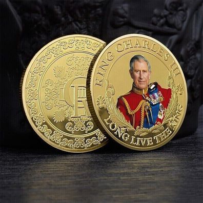 Gedenk Medaille zur Krönung von König Charles III. 2023 vergoldet (Med407)