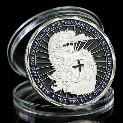 Medaille von Saint Michael segnet das Polizei gebet Neusilber (Med410)