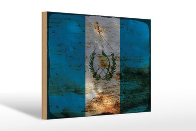 Holzschild Flagge Guatemala 30x20 cm Flag Guatemala Rost Deko Schild wooden sign