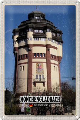 Blechschild Städte Mönchengladbach Neuer Wasserturm 20x30 cm Schild tin sign