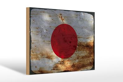 Holzschild Flagge Japan 30x20 cm Flag of Japan Rost Deko Schild wooden sign