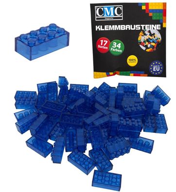 150 Klemmbausteine Basic 2x4 Noppen 8er Bausteine Brick Blau Transparent MOC