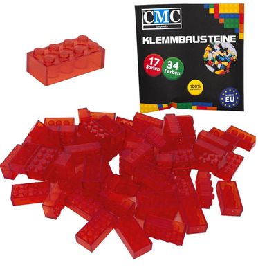150 Klemmbausteine Basic 2x4 Noppen 8er Bausteine Brick Transparent Rot MOC