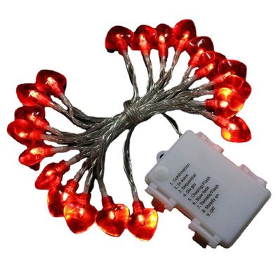 Wandleuchten 9,8' Valentinstag-Herz-Lichterkette mit 20 Herz-Lichterketten, batterieb