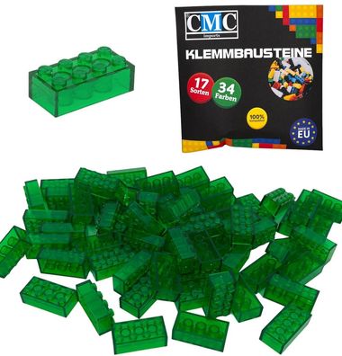150 Klemmbausteine Basic 2x4 Noppen 8er Bausteine Brick Transparent Grün MOC
