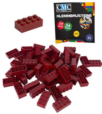 150 Klemmbausteine Basic 2x4 Noppen 8er Bausteine Brick dunkel Rot MOC