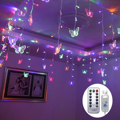 Wandleuchten LED-Schmetterlings-Lichterkette zum Valentinstag, 96 Schmetterlings-Lich