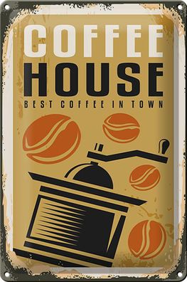 Blechschild Retro 20x30 cm Kaffee Coffee House best in town Deko Schild tin sign
