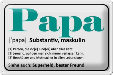 Blechschild Spruch 30x20 cm Papa Superheld bester Freund Deko Schild tin sign