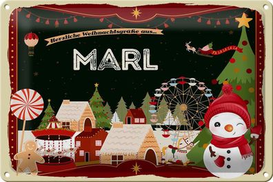 Blechschild Weihnachten Grüße aus MARL Geschenk Deko Schild tin sign 30x20 cm