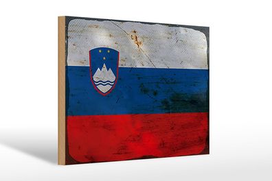 Holzschild Flagge Slowenien 30x20 cm Flag Slovenia Rost Deko Schild wooden sign