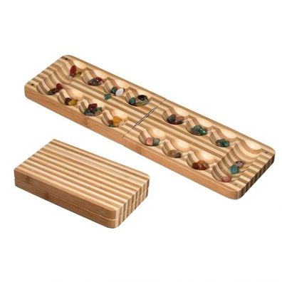 Kalaha - klappbar - Reisespiel - Bambus - Magnetverschluss