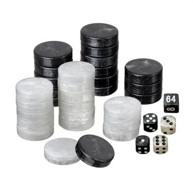 Spielsteine - Backgammon - medium - 28 x 8 mm - Kunststoff - schwarz weiÃ? - inkl. WÃ