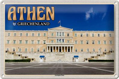 Blechschild Reise 30x20 cm Athen Griechenland Syntagma Platz Schild tin sign