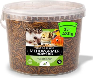 UGF Premium Mehlwürmer Getrocknet Vogelfutter Hamster Fische Koi Reptilien 3 L