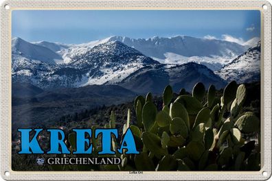 Blechschild Reise 30x20 cm Kreta Griechenland Lefka Ori Gebirge Deko tin sign