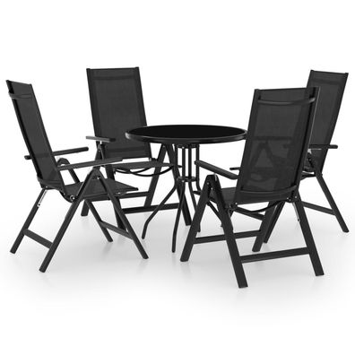 5-tlg. Bistro-Set Schwarz und Anthrazit