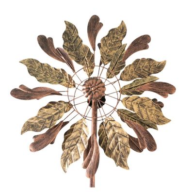 Windrad “Leaves” mit 2 gegenläufigen Propellern, Gartendeko, 213 cm hoch