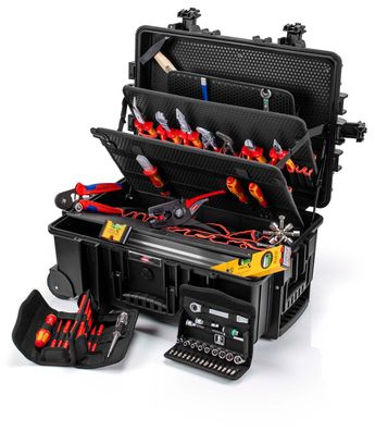 KNIPEX Werkzeugkoffer "Robust45" Elektro 63-teilig mit integrierten Rollen und Telesk