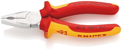 KNIPEX Kombizange Chrom-Vanadin 160 mm verchromt isoliert mit Mehrkomponenten-Hüllen,